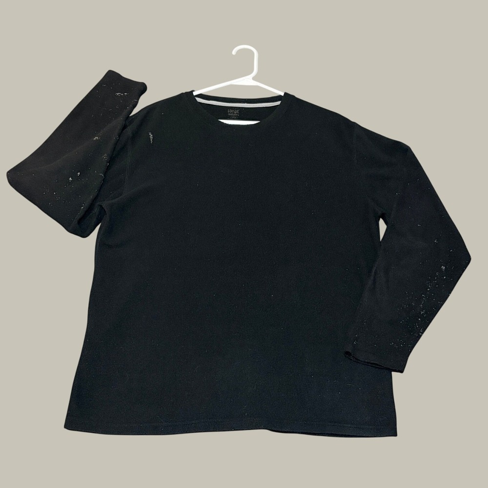 Heat Holders Mens Large Thermal Long Sleeve Shirt Black Crew Neck Work Top